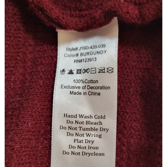 Jachs New York Burgundy Sweater Size 2XL Men's Quarter Zip Pullover Raglan 0532 - Picture 7 of 7